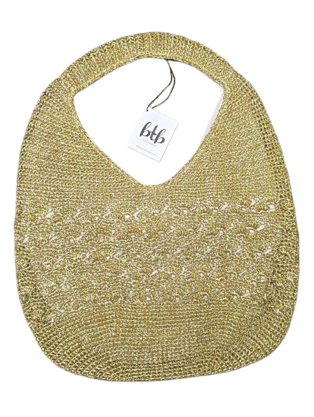 $168 BTB LOS ANGELES Gold Metallic Woven Tote Hobo